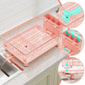 Pink Space-Saving Kitchen Dish Rack